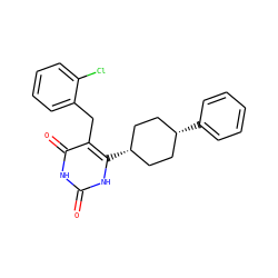 O=c1[nH]c(=O)c(Cc2ccccc2Cl)c([C@H]2CC[C@@H](c3ccccc3)CC2)[nH]1 ZINC000254133748