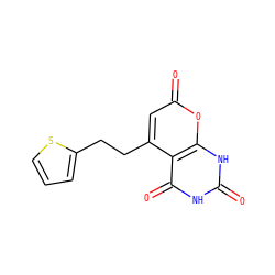 O=c1[nH]c(=O)c2c(CCc3cccs3)cc(=O)oc2[nH]1 ZINC000084670441