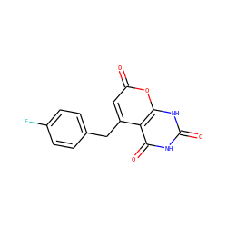 O=c1[nH]c(=O)c2c(Cc3ccc(F)cc3)cc(=O)oc2[nH]1 ZINC000084728572