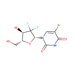 O=c1[nH]c(=O)n([C@@H]2O[C@H](CO)[C@@H](O)C2(F)F)cc1Br ZINC000072175518