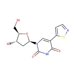 O=c1[nH]c(=O)n([C@H]2C[C@H](O)[C@@H](CO)O2)cc1-c1ccns1 ZINC000013604663