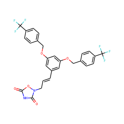 O=c1[nH]c(=O)n(C/C=C/c2cc(OCc3ccc(C(F)(F)F)cc3)cc(OCc3ccc(C(F)(F)F)cc3)c2)o1 ZINC000027097483