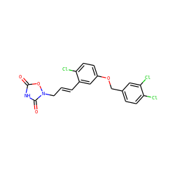 O=c1[nH]c(=O)n(C/C=C/c2cc(OCc3ccc(Cl)c(Cl)c3)ccc2Cl)o1 ZINC000027092755