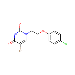 O=c1[nH]c(=O)n(CCOc2ccc(Cl)cc2)cc1Br ZINC000000036463