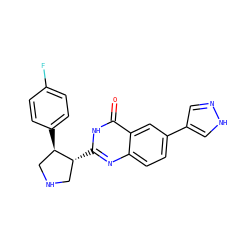 O=c1[nH]c([C@@H]2CNC[C@H]2c2ccc(F)cc2)nc2ccc(-c3cn[nH]c3)cc12 ZINC000095590981