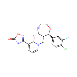O=c1[nH]c(-c2cccn(C[C@@H]3CNCCO[C@H]3c3ccc(Cl)c(F)c3)c2=O)no1 ZINC000115732990