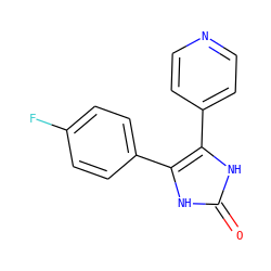 O=c1[nH]c(-c2ccncc2)c(-c2ccc(F)cc2)[nH]1 ZINC000053242713