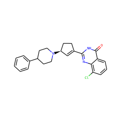 O=c1[nH]c(C2=C[C@@H](N3CCC(c4ccccc4)CC3)CC2)nc2c(Cl)cccc12 ZINC000028954737