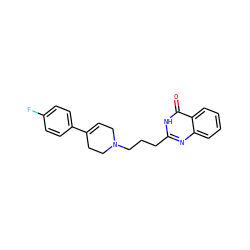 O=c1[nH]c(CCCN2CC=C(c3ccc(F)cc3)CC2)nc2ccccc12 ZINC000013581578
