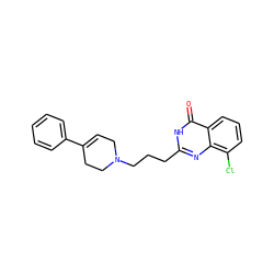 O=c1[nH]c(CCCN2CC=C(c3ccccc3)CC2)nc2c(Cl)cccc12 ZINC000013581550
