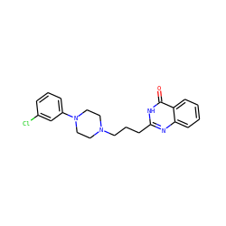 O=c1[nH]c(CCCN2CCN(c3cccc(Cl)c3)CC2)nc2ccccc12 ZINC000096258419