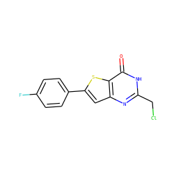O=c1[nH]c(CCl)nc2cc(-c3ccc(F)cc3)sc12 ZINC000013133481