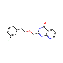 O=c1[nH]c(COCCc2cccc(Cl)c2)nc2ncccc12 ZINC000058590606
