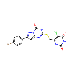 O=c1[nH]c(CSc2nc3cc(-c4ccc(Br)cc4)nn3c(=O)[nH]2)c(Cl)c(=O)[nH]1 ZINC000103288899