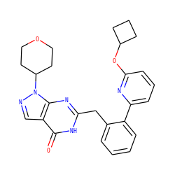 O=c1[nH]c(Cc2ccccc2-c2cccc(OC3CCC3)n2)nc2c1cnn2C1CCOCC1 ZINC000169699902