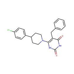O=c1[nH]c(N2CCC(c3ccc(Cl)cc3)CC2)c(Cc2ccccc2)c(=O)[nH]1 ZINC000028708031