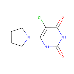 O=c1[nH]c(N2CCCC2)c(Cl)c(=O)[nH]1 ZINC000014972670