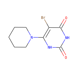 O=c1[nH]c(N2CCCCC2)c(Br)c(=O)[nH]1 ZINC000014972617