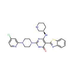 O=c1[nH]c(N2CCN(c3cc(Cl)ccn3)CC2)nc(N[C@@H]2CCCNC2)c1-c1nc2ccccc2s1 ZINC001772621851