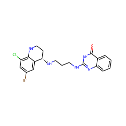 O=c1[nH]c(NCCCN[C@H]2CCNc3c(Cl)cc(Br)cc32)nc2ccccc12 ZINC000001549808