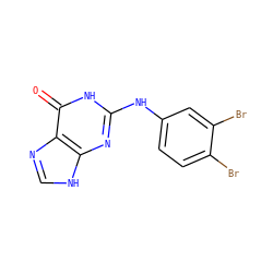 O=c1[nH]c(Nc2ccc(Br)c(Br)c2)nc2[nH]cnc12 ZINC000013726285