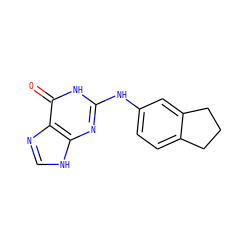 O=c1[nH]c(Nc2ccc3c(c2)CCC3)nc2[nH]cnc12 ZINC000013602985