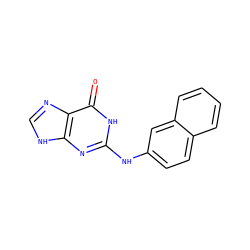 O=c1[nH]c(Nc2ccc3ccccc3c2)nc2[nH]cnc12 ZINC000013726320