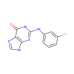 O=c1[nH]c(Nc2cccc(Cl)c2)nc2[nH]cnc12 ZINC000005542645