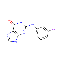 O=c1[nH]c(Nc2cccc(I)c2)nc2[nH]cnc12 ZINC000013726277