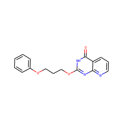 O=c1[nH]c(OCCCOc2ccccc2)nc2ncccc12 ZINC000058591521