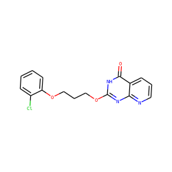 O=c1[nH]c(OCCCOc2ccccc2Cl)nc2ncccc12 ZINC000058582905