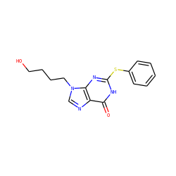 O=c1[nH]c(Sc2ccccc2)nc2c1ncn2CCCCO ZINC000014977328