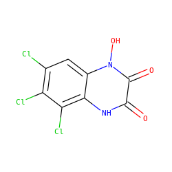 O=c1[nH]c2c(Cl)c(Cl)c(Cl)cc2n(O)c1=O ZINC000101263301