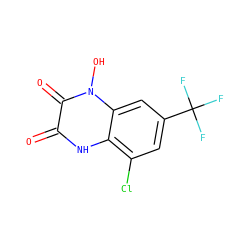 O=c1[nH]c2c(Cl)cc(C(F)(F)F)cc2n(O)c1=O ZINC000101263290