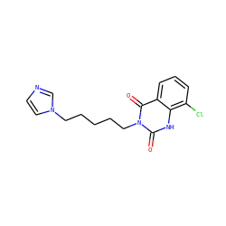 O=c1[nH]c2c(Cl)cccc2c(=O)n1CCCCCn1ccnc1 ZINC000026377576