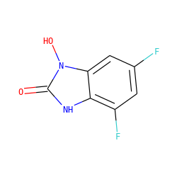 O=c1[nH]c2c(F)cc(F)cc2n1O ZINC000095575355