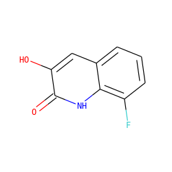 O=c1[nH]c2c(F)cccc2cc1O ZINC000040430394