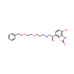 O=c1[nH]c2c(O)ccc([C@@H](O)CNCCCOCCOCCc3ccccc3)c2s1 ZINC000034894742