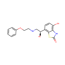 O=c1[nH]c2c(O)ccc([C@@H](O)CNCCOc3ccccc3)c2s1 ZINC000058583235
