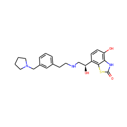 O=c1[nH]c2c(O)ccc([C@@H](O)CNCCc3cccc(CN4CCCC4)c3)c2s1 ZINC000073198215