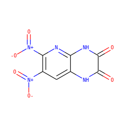 O=c1[nH]c2cc([N+](=O)[O-])c([N+](=O)[O-])nc2[nH]c1=O ZINC000013755436