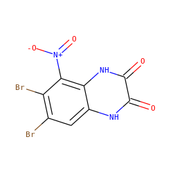 O=c1[nH]c2cc(Br)c(Br)c([N+](=O)[O-])c2[nH]c1=O ZINC000001484689