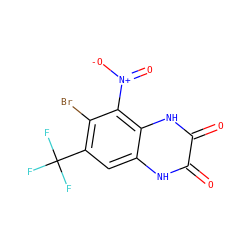 O=c1[nH]c2cc(C(F)(F)F)c(Br)c([N+](=O)[O-])c2[nH]c1=O ZINC000013743957
