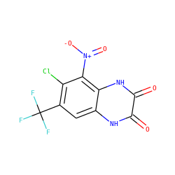 O=c1[nH]c2cc(C(F)(F)F)c(Cl)c([N+](=O)[O-])c2[nH]c1=O ZINC000013743958