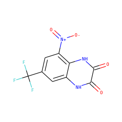 O=c1[nH]c2cc(C(F)(F)F)cc([N+](=O)[O-])c2[nH]c1=O ZINC000013743978
