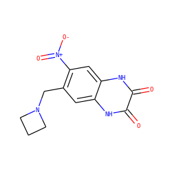 O=c1[nH]c2cc(CN3CCC3)c([N+](=O)[O-])cc2[nH]c1=O ZINC000027753923