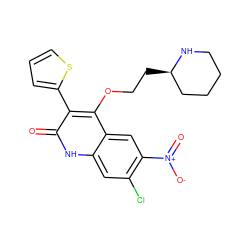 O=c1[nH]c2cc(Cl)c([N+](=O)[O-])cc2c(OCC[C@@H]2CCCCN2)c1-c1cccs1 ZINC000001487530