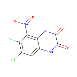 O=c1[nH]c2cc(Cl)c(F)c([N+](=O)[O-])c2[nH]c1=O ZINC000013743963