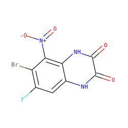 O=c1[nH]c2cc(F)c(Br)c([N+](=O)[O-])c2[nH]c1=O ZINC000013743966