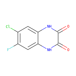 O=c1[nH]c2cc(F)c(Cl)cc2[nH]c1=O ZINC000013743988